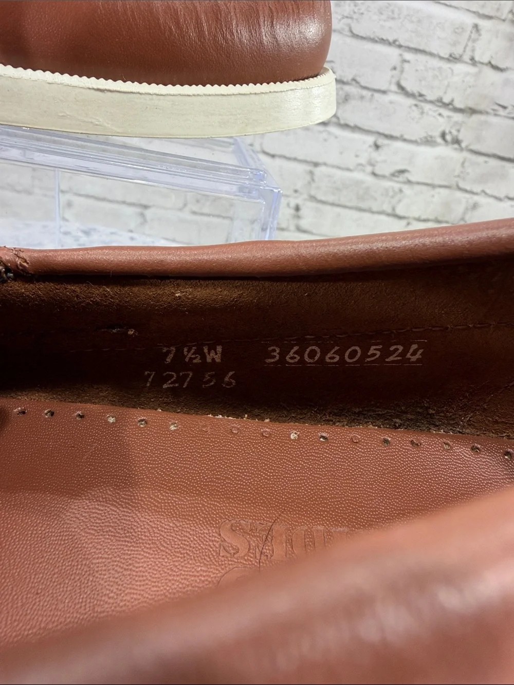 SEBAGO DOCKSIDES “Portland” Cognac Waxed Leather Classic Boat Shoe Mens 7.5W EUC
